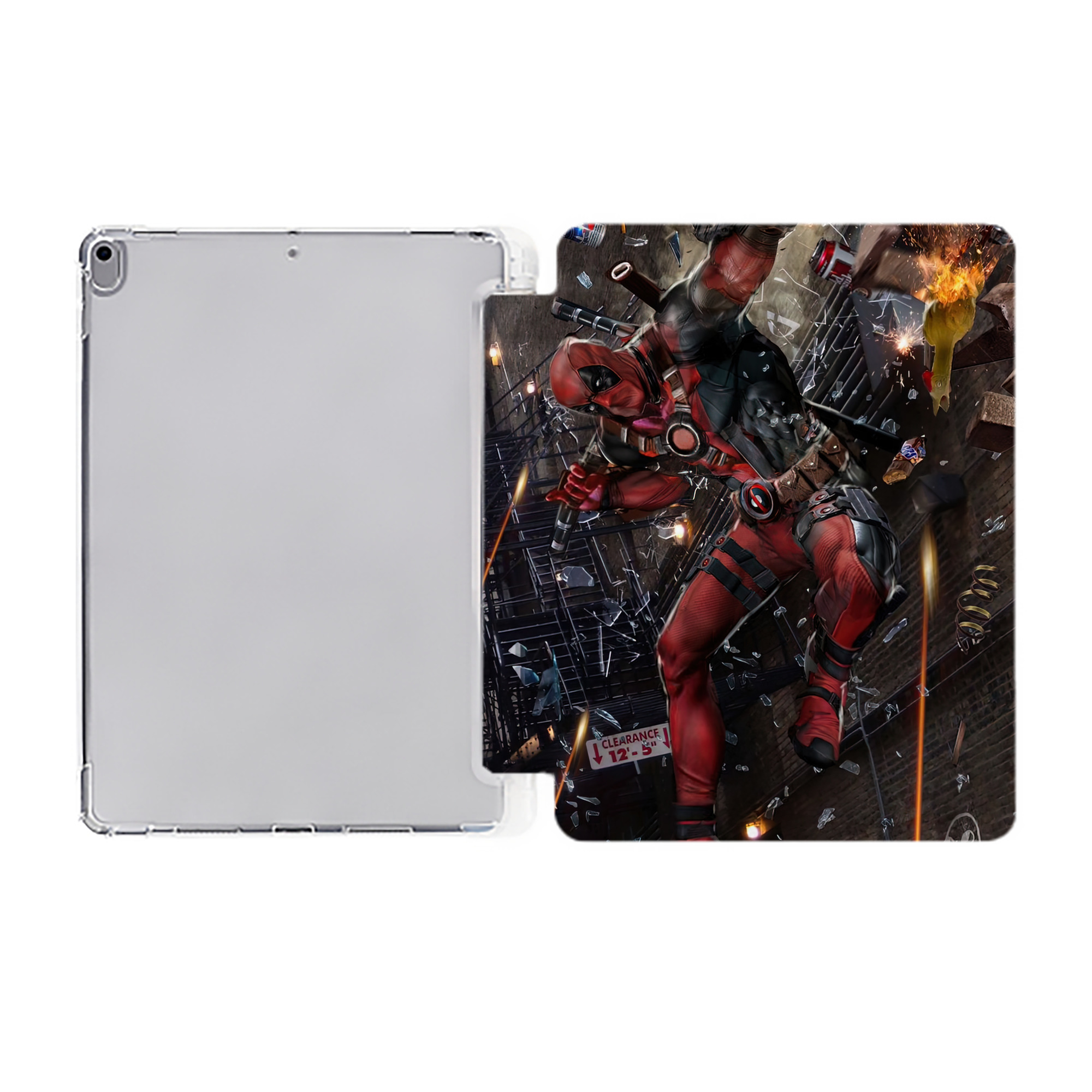 （画像用） Deadpool デッドプール IPad ケース ペン収納付き 三つ折りスタンド PUレザー×シリコン 対応機種9.5/10.5/10.9インチ